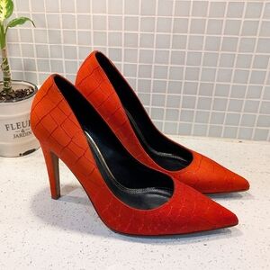 Derek Lam snake-embossed suede pumps heels